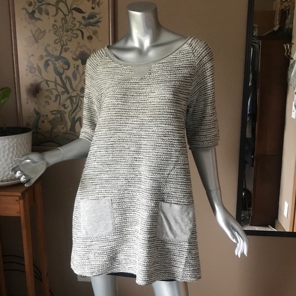 Meadow Rue Anthropologie Medium Shimmering Tweed Grey Boucher Tunic Top Dress - Picture 3 of 14